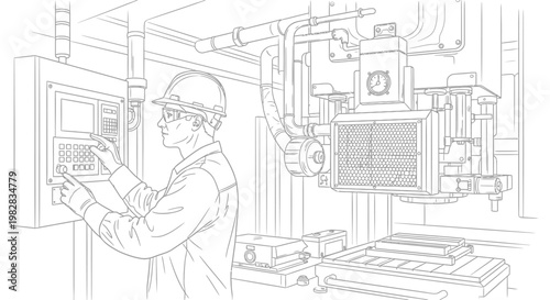 Industrial worker operating heavy machinery.