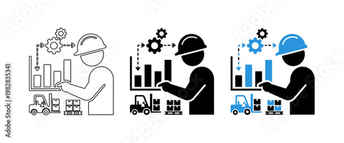 Production Optimization and Warehouse Management Systems for Industrial Logistic Planning Vector