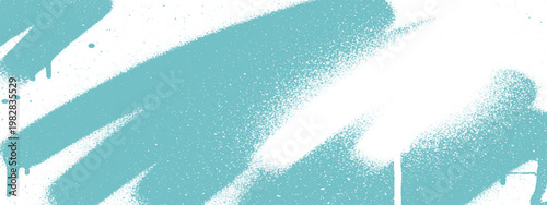 Turquoise spray paint splashes on white background with street art brush stroke splashes graffiti abstract background distressed creative energetic movement vandalism artistic backdrop