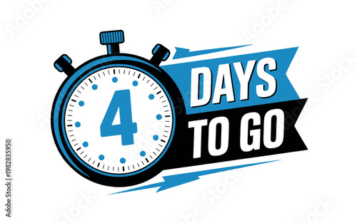 A countdown timer with four days to go on a white background