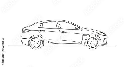 Billede på lærred Modern sedan car side view.