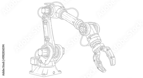 Industrial robotic arm in a factory setting.