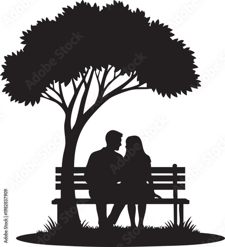 Couple sharing a quiet moment under a tree in a park setting