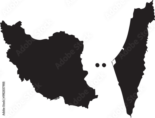 Geographic map showing iran and part of the arabian peninsula with highlighted regions
