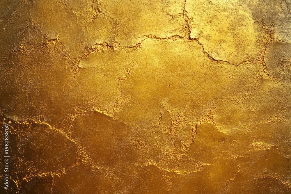 Obraz premium cracked golden textured wall with warm luminous metallic sheen evoking luxury and aged elegance