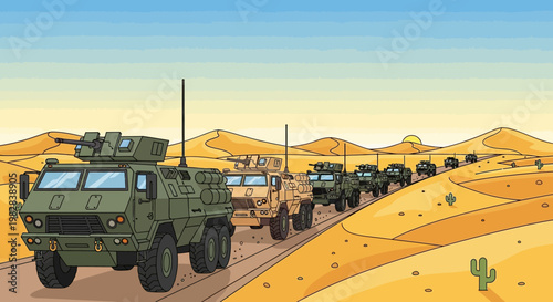military armored vehicle in desert patrol