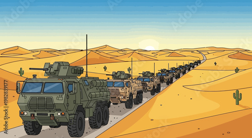 Armored Tank in Desert Battlefield Scene