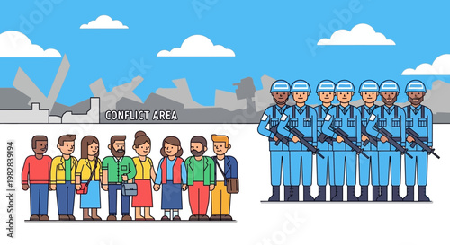 Military Base Infrastructure Top View Illustration