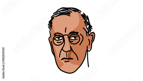 Woodrow Wilson portrait, flat vector illustration