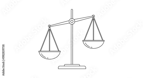Unbalanced scales of justice line art illustration