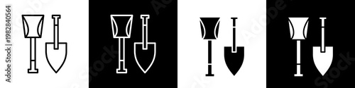  Shovel black and white icon design concept