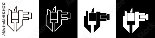 Vernier Caliper  black and white icon design concept