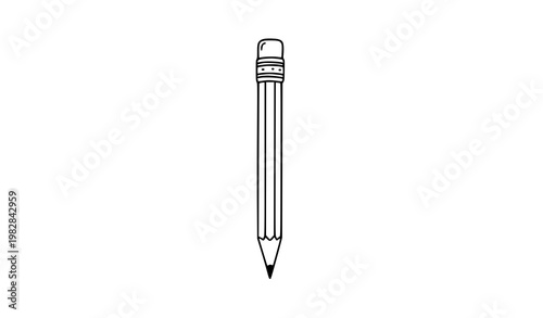 Scandinavian minimal pencil doodle vector icon with eraser in black and white hand drawn style