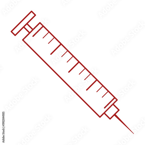 Medical Syringe Outline Icon Illustration on White Background