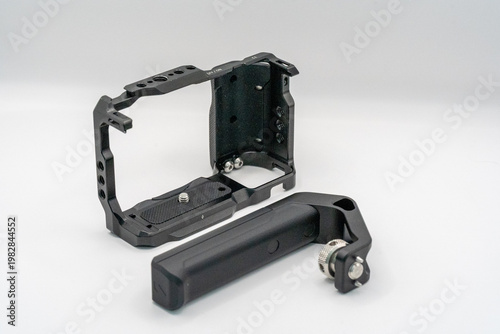 Camera cage and handle on white background