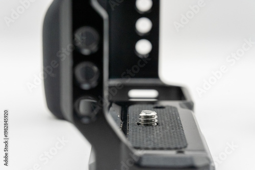 Close-up of metal camera mounting plate