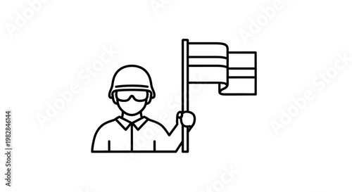 Soldier Holding Flag Icon, Military Symbol, Vector Illustration