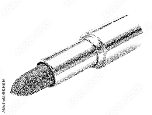 Retro stipple dot art lipstick cosmetic beauty makeup product fashion design element for advertisements and blogs that make sells