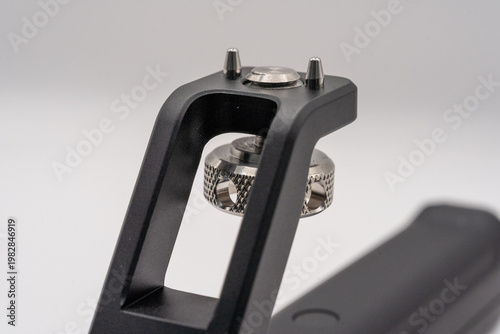 Close-up of black mechanical tool part