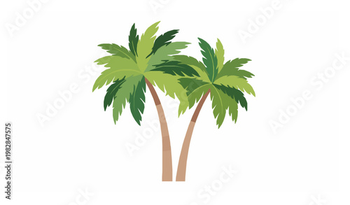 Two tropical palm trees nature cartoon vector illustration 