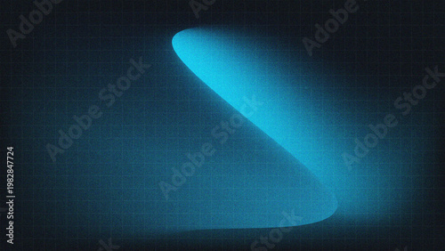 Abstract Blue and Cyan Gradient Wave Background with Digital Grid and Neon Glow, Smooth Fluid Shapes with Grainy Texture, Futuristic Technology Surface for UI and Creative Visual Graphics
