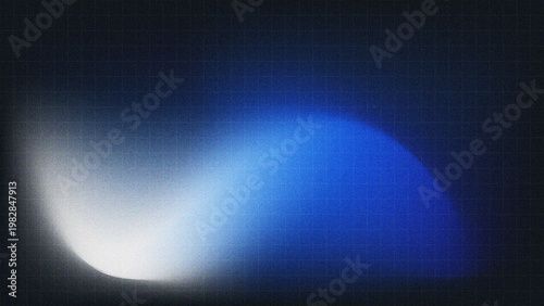 Abstract Blue and Cyan Gradient Wave Background with Digital Grid and Neon Glow, Smooth Fluid Shapes with Grainy Texture, Futuristic Technology Surface for UI and Creative Visual Graphics