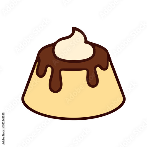 Cute Cartoon Custard Pudding Icon