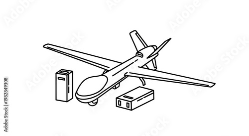 Unmanned Aerial Vehicle (UAV) with Batteries, Military Drone Technology Concept
