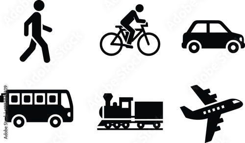 Set of Transportation and Travel Icons