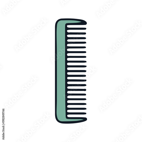 Simple Green Hair Comb Icon Illustration