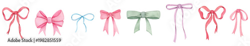 Fotografie Bows watercolor flirty set isolated on white
