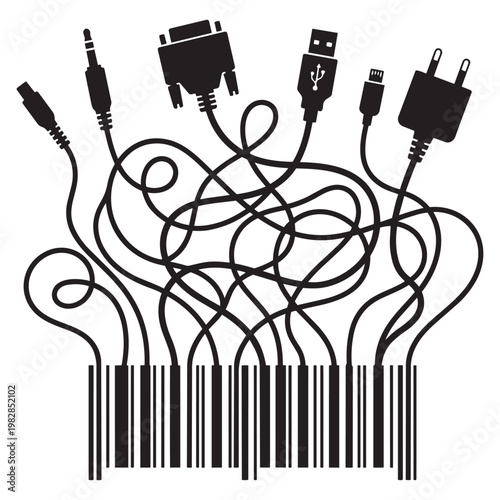 Electronics Cables and Connectors Closeup.