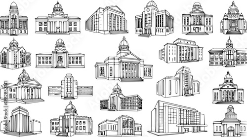 Architectural Drawings of Various Government Buildings and Courthouses