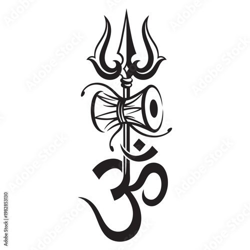 Hindu Om Symbol with Trident.