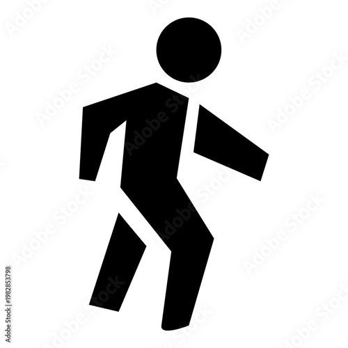 A person walks quickly forward in a graphic illustration.