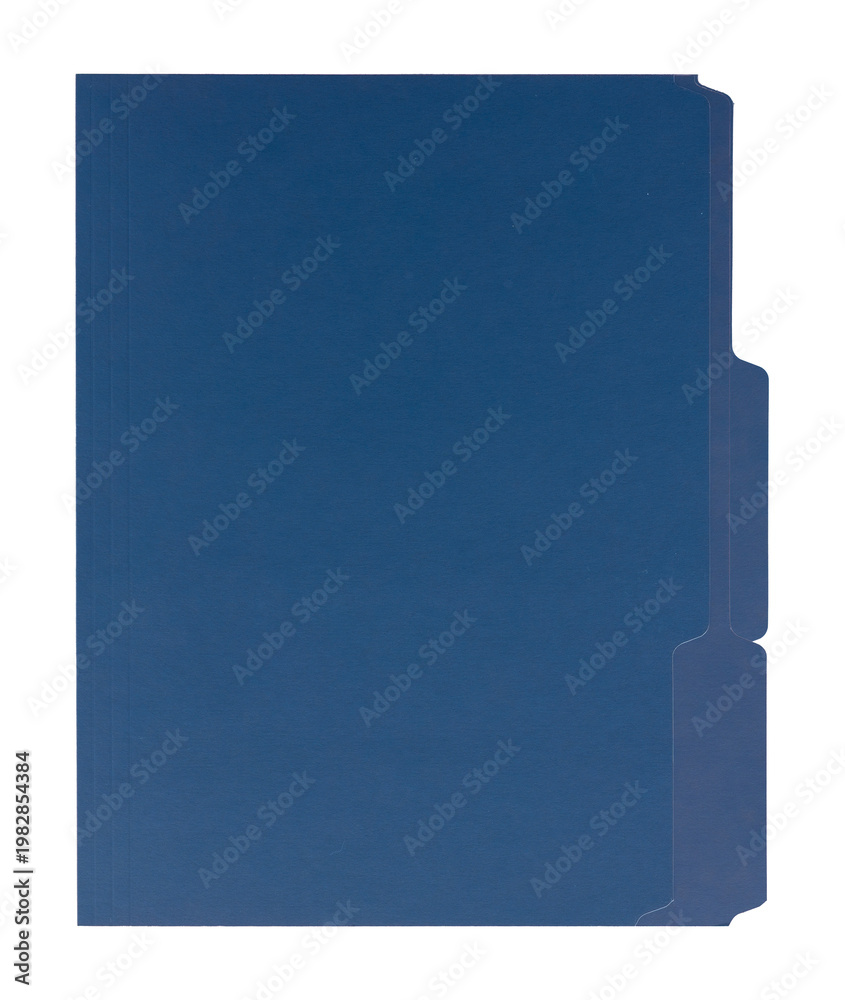 Fototapeta premium Blue navy craft folder with cut tab isolated on transparent background. Manila Folder. Paper case archive for cold case file element design creation.