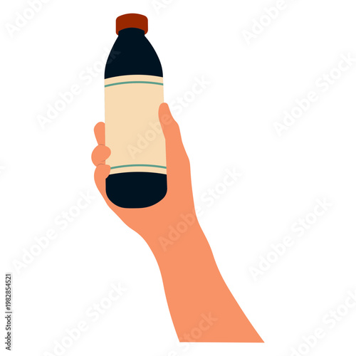 Hands Holding Beer in Celebration. Flat Vector Illustration.