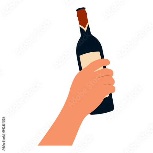 Hands Holding Beer in Celebration. Flat Vector Illustration.