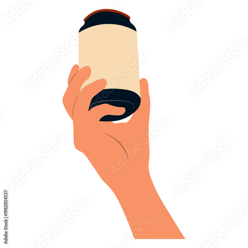 Hands Holding Beer in Celebration. Flat Vector Illustration.