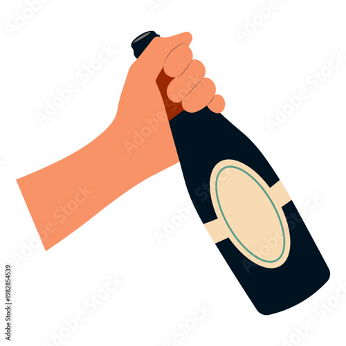 Hands Holding Beer in Celebration. Flat Vector Illustration.