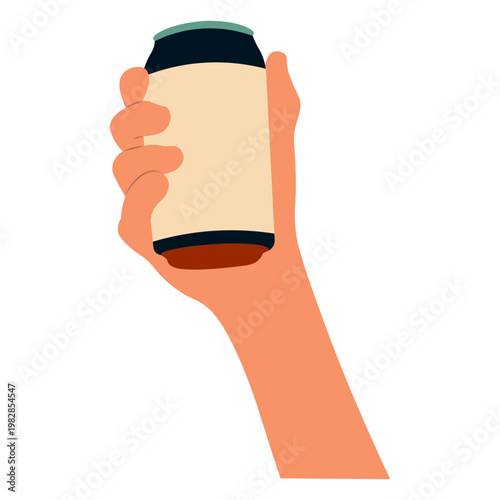 Hands Holding Beer in Celebration. Flat Vector Illustration.
