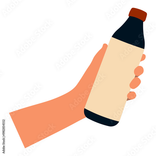 Hands Holding Beer in Celebration. Flat Vector Illustration.