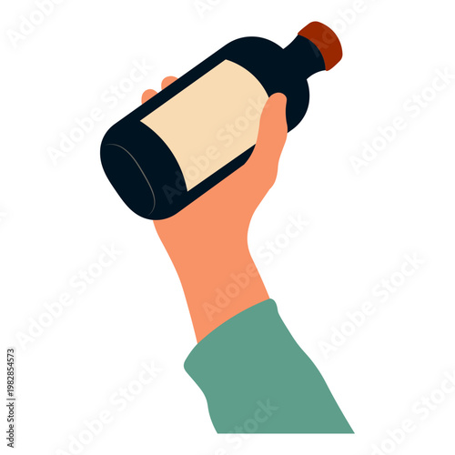 Hands Holding Beer in Celebration. Flat Vector Illustration.