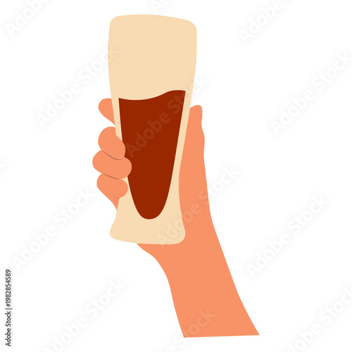 Hands Holding Beer in Celebration. Flat Vector Illustration.