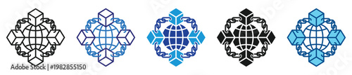 Distributed Ledger Technology icon set multiple style collection