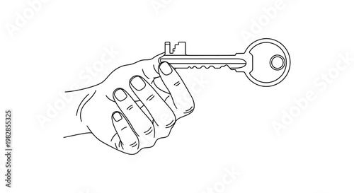 Hand holding a key illustration