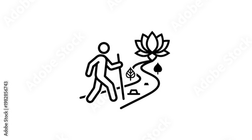 Path Toward Enlightenment With Lotus Flower Symbol