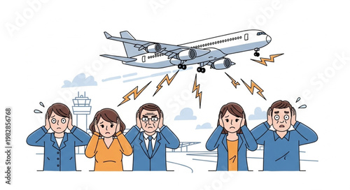 Airplane Noise Annoyance People Airport Terminal.