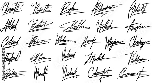 Stylish Black and White Cursive Signatures Set for Personal Branding, Identity, Legal Documents, and Modern Typography Design