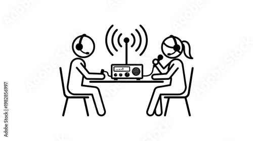 Podcast Recording Session in Black and White